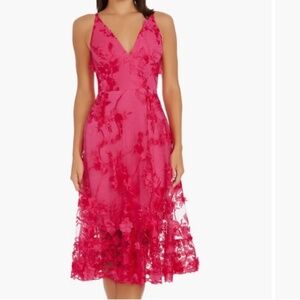 Dress the Population Audrey Dress Begonia Floral Accent 3D